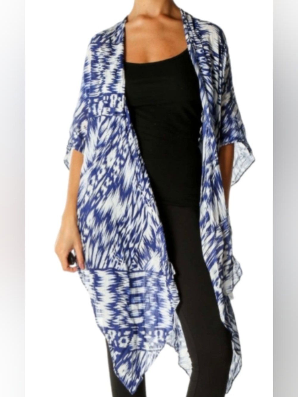 Michael Stars Navy Blue And White Kimono